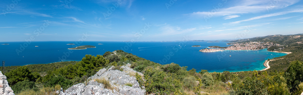 Panoramic view Primošten, Otocic Maslinovik and Zečevo in the state of Šibenik-Knin Croatia