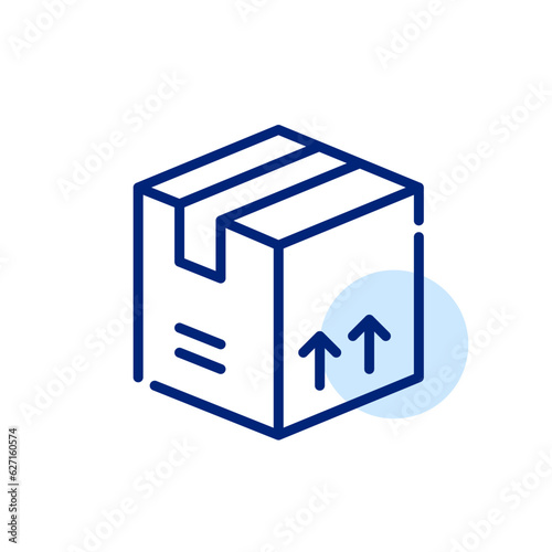 Parcel marked as fragile. Delivery box. Pixel perfect, editable stroke icon