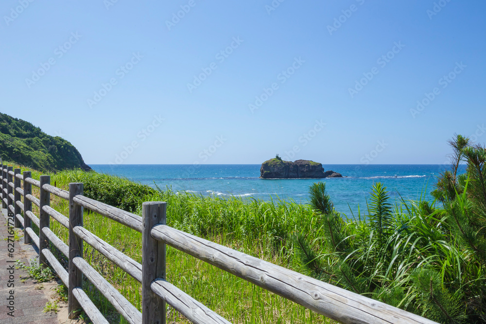 夏の白兎海岸の風景 鳥取県 白兎海岸