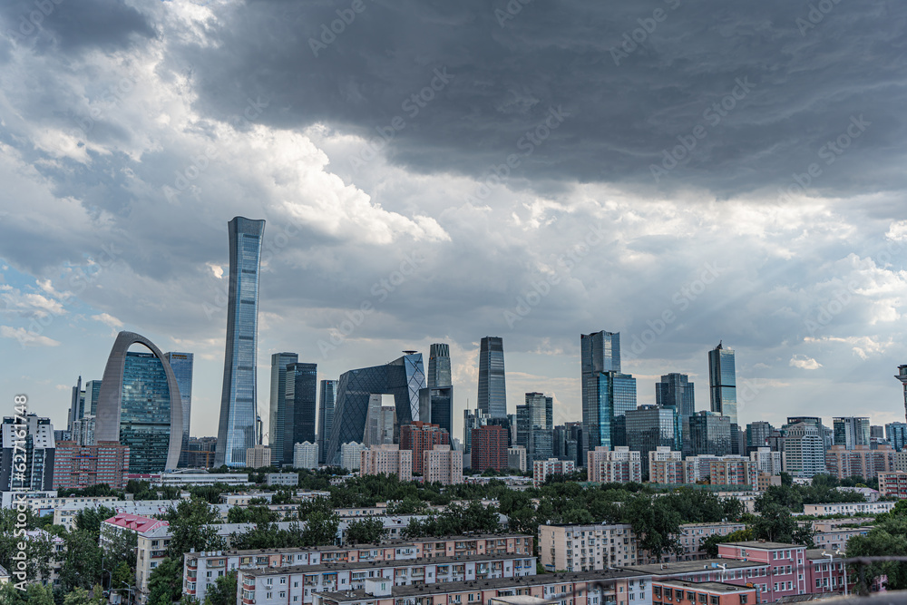 China Beijing CBD Urban Development Sky Dark Clouds