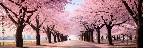 Beautiful Cherry Blossom Trees In Full Bloom, Signifying Spring. Cherry Blossom Trees, Spring Symbolism, Natures Beauty, Seasons Of Change, Plant Life Discovery photo