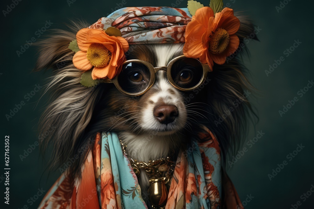 Chic Dog In A Modern Bohemian Style With A Stylish Headband. Chic Dogwear For Fido, Modern Bohemian Style, Style With A Headband, Pawsitively Adorable