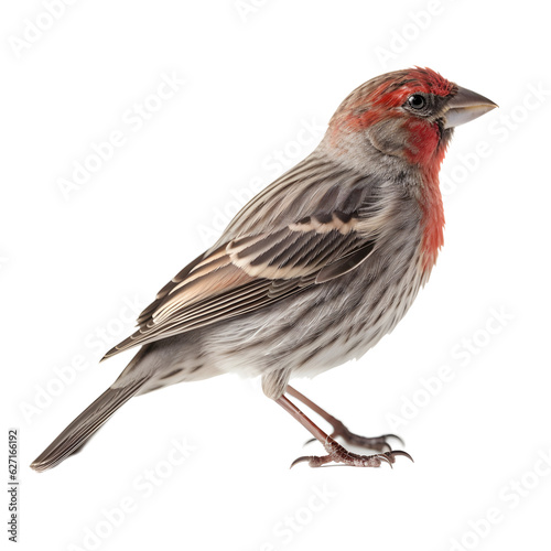 House Finch, wild bird, bird watching, realistic illustration, side view, transparent background, png, generative ai