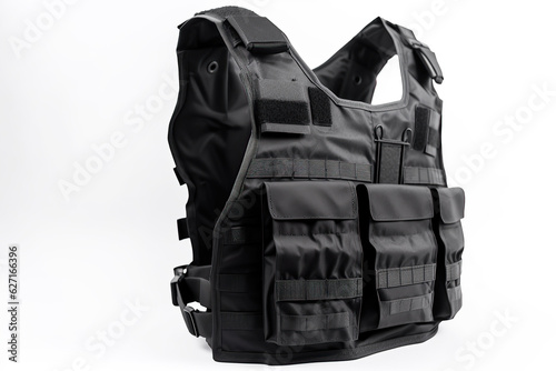 Bulletproof vest on the the white background, professional equipment, isolated, created with Generative AI