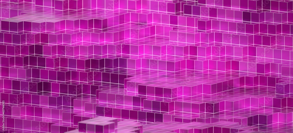 purple voxel close-up background 3DCG illustration 