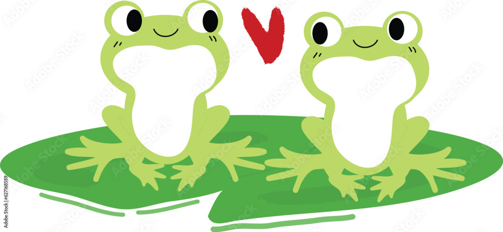 Obraz premium Cute frogs couple