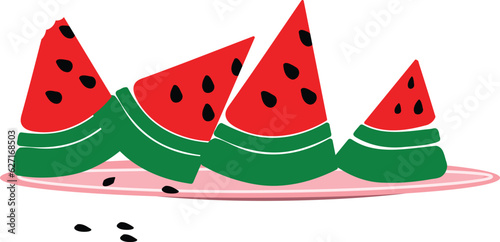 Sliced watermelons on a plate
