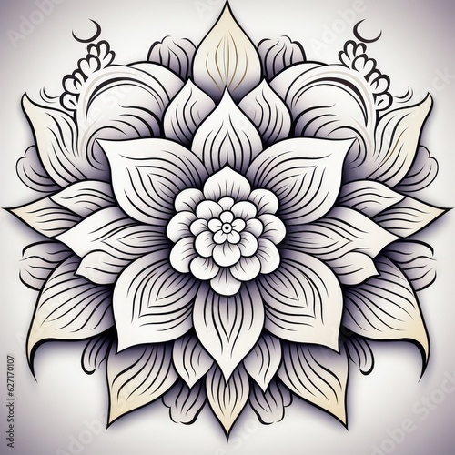 mandala design on white isolated background. boho mandala. Mandala with floral patterns. AI Generative.