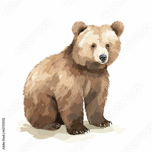 Artistic Watercolor Brown Bear Wildlife