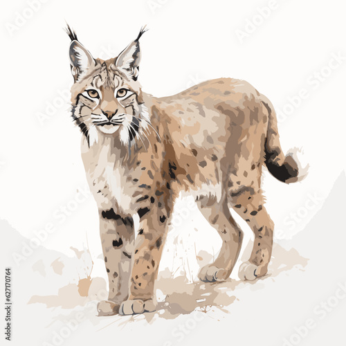 Mystical Watercolor Eurasian Lynx Art