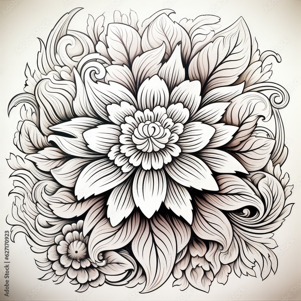 mandala design on white isolated background. boho mandala. Mandala with floral patterns. AI Generative. mandala design on white isolated background. boho mandala. Mandala with floral patterns. AI Generative.