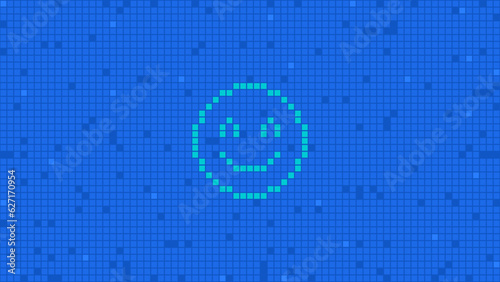 Pixel background with cheerful smiley. Abstract background
