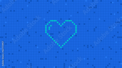 Pixel background with heart sign. Abstract background