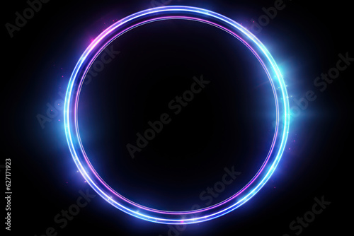 A metallic ring that shines in blue and pink