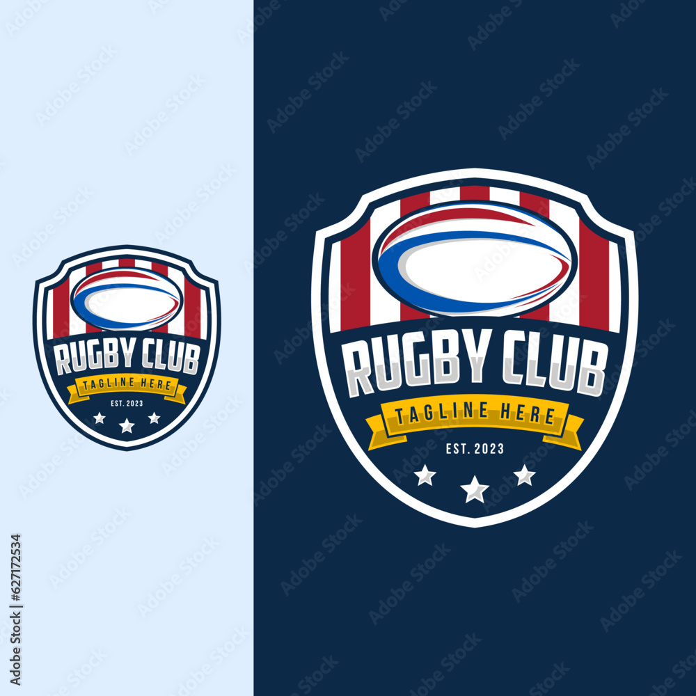 Rugby logo design vector template, rugby club emblem, badge