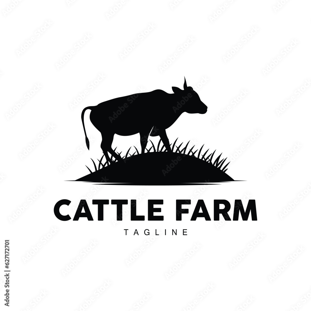 Cow Logo, Cattle Farm Vector, Silhouette Simple Minimalist Design Illustration, Symbol Template Cow Logo, Cattle Farm Vector, Silhouette Simple Minimalist Design Illustration, Symbol Template
