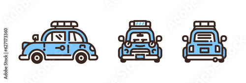 クラシックな車のイラスト 青色の車