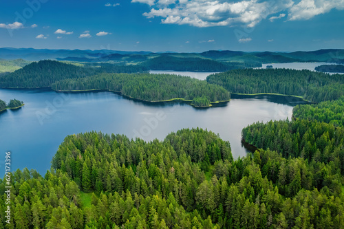 Shiroka polyana beautiful nature of lakes aerial view © hristoshanov