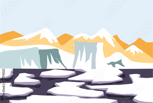 Melting snow on water, ice and glacier thaw vector