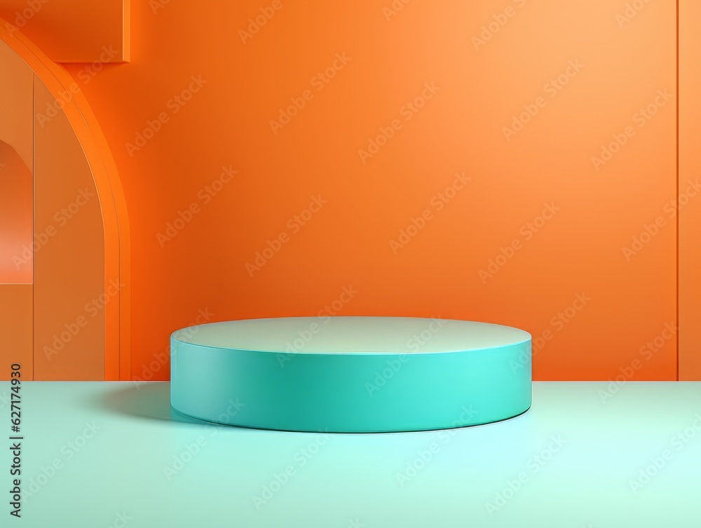 Abstract minimalistic contrast scene with geometric shapes. Orange and green visualization AI Abstract minimalistic contrast scene with geometric shapes. Orange and green visualization AI
