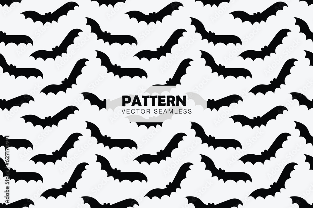 Bats flying silhouette vector seamless repeat pattern