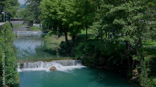 Pliva River Cascades through Historic Jajce, Bosnia and Herzegovina