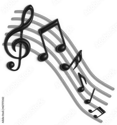 3D clef and notes music