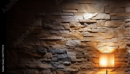 stone wall lamp modern interior decoration empty room, generative ai