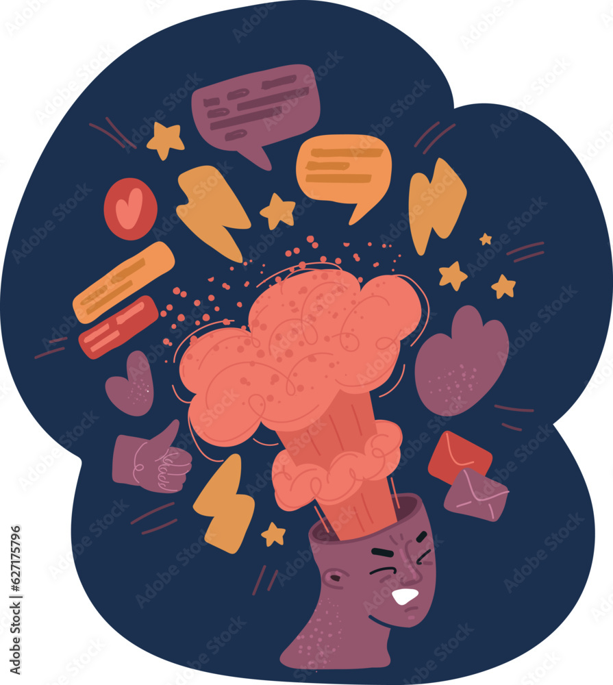 Vetor de Cartoon vector illustration of Handsome thinking young man ...