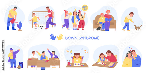 Downs Syndrome Flat Icon Set