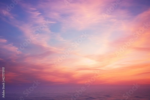 Serene Pink Sunset over the Atlantic Ocean in California with Dreamy Clouds, Generative AI © ParinApril