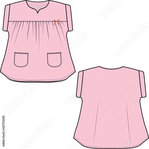 KID GIRLS AND BABY GIRL WEAR DRESS FRONT AND BACK VECTOR