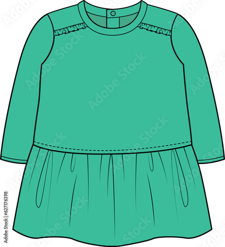KID GIRLS WEAR SUMMER DRESS VECTOR ILLUSTRATION SKETCH