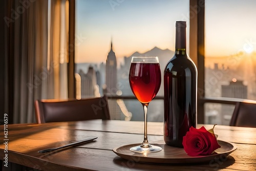 glass of wine on the table