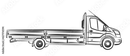 The sketch of a large long truck.