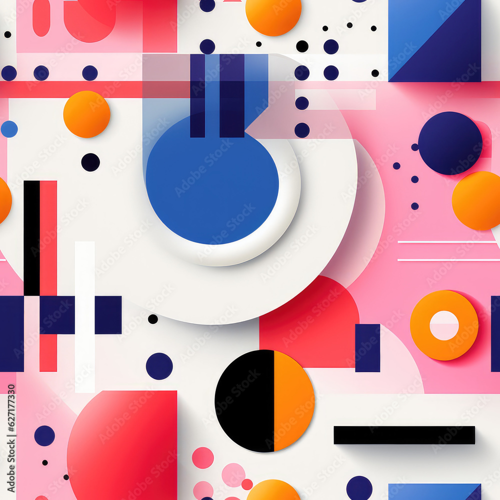 Memphis abstract seamless repeat pattern, modern colorful 3d
