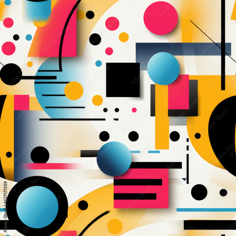 Obraz premium Memphis abstract seamless repeat pattern, modern colorful 3d 