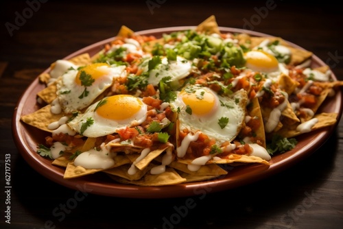 Chilaquiles Authentic Mexican Breakfast. Generative Ai