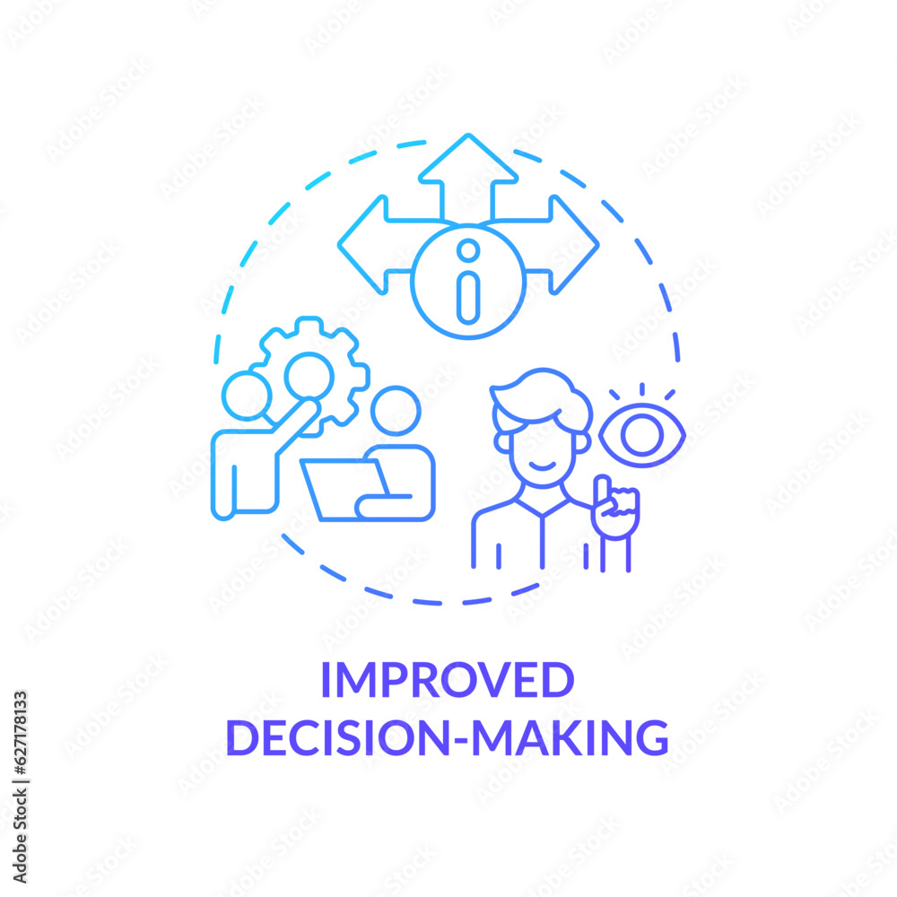Gradient improved decision-making concept thin line icon, isolated vector representing data democratization. Gradient improved decision-making concept thin line icon, isolated vector representing data democratization.