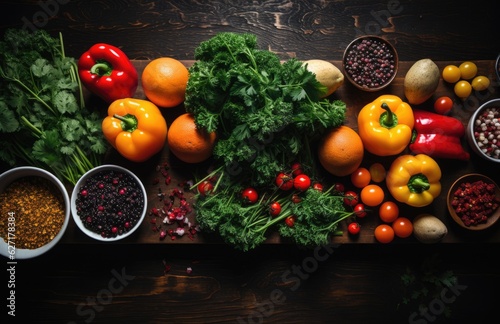 Healthy food, clean eating fruits, vegetables, seeds, superfoods, grains, cabbage, sweet potato, avocado, tomato, onion, beetroot, pepper, eggplant, artichoke, broccoli, cucumber on black background.