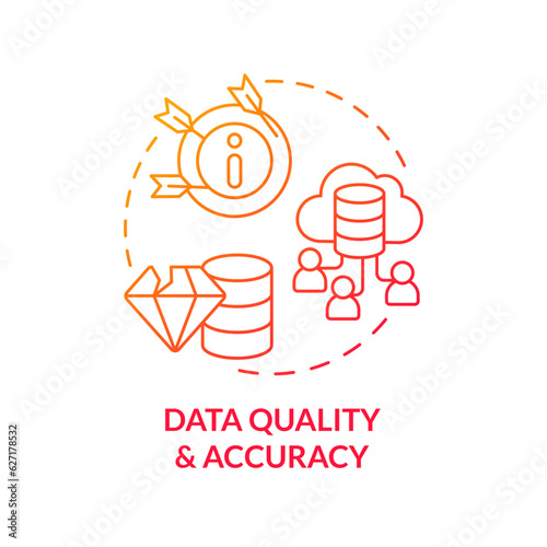 Gradient data quality and accuracy concept thin line icon, isolated vector representing data democratization.