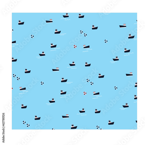  little ship boat all over print vector art