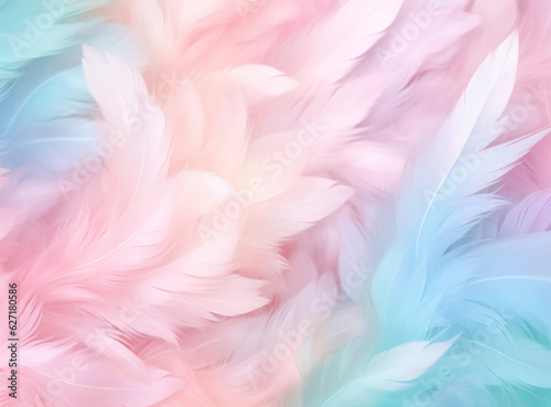 Light color colorful feather background. Generative AI.