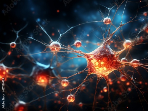 Neural cell neurons connecting the brain Generative AI