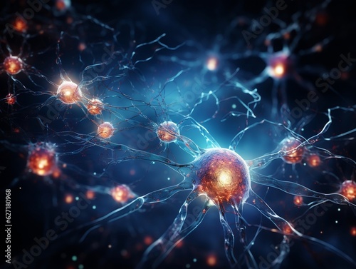 Neural cell neurons connecting the brain Generative AI