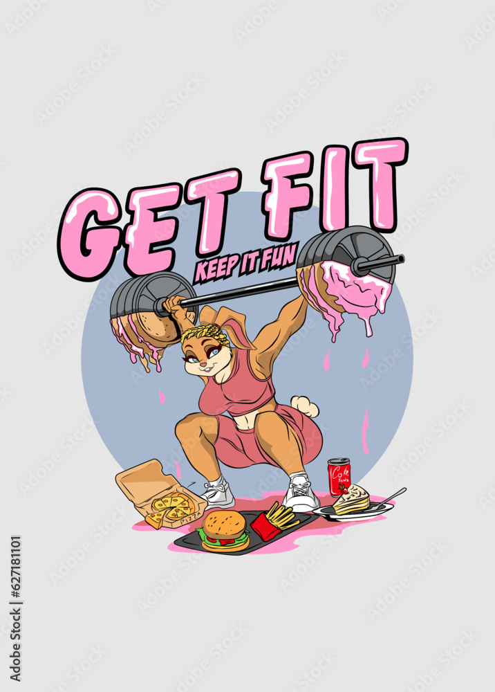 Obraz premium Get Fitt Fun Cartoon 