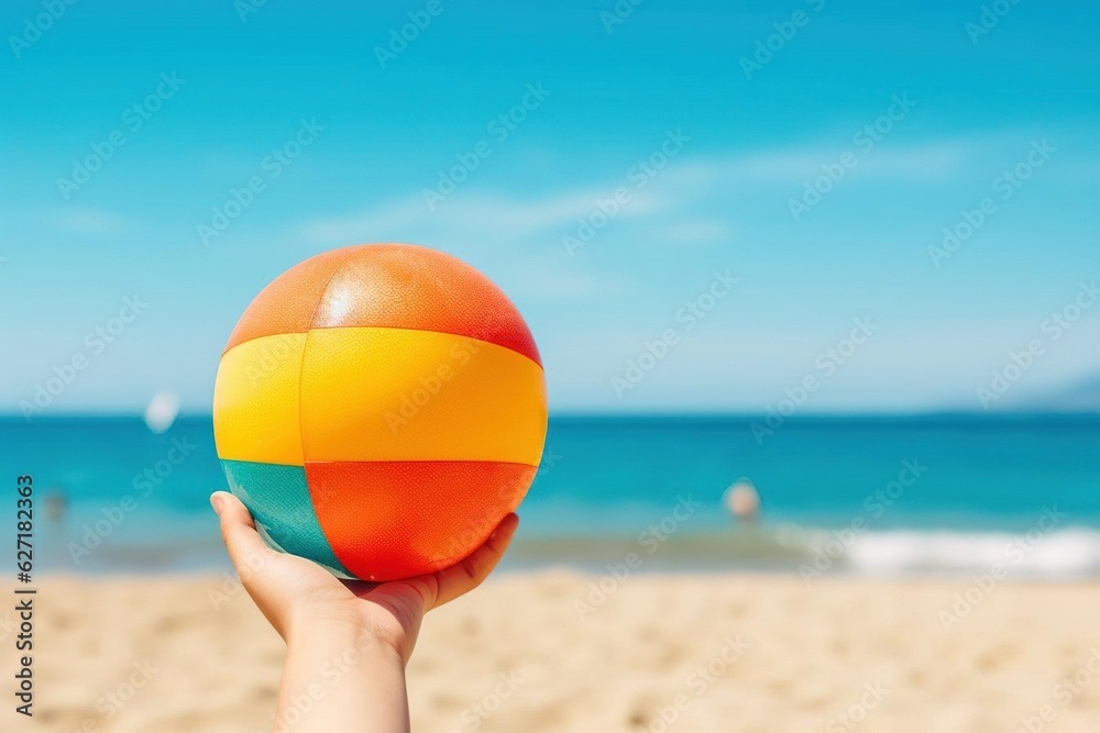 beach volley ball in hand