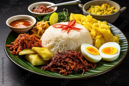 a plate of nasi padang, rice padang photo