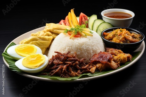 a plate of nasi padang, rice padang photo