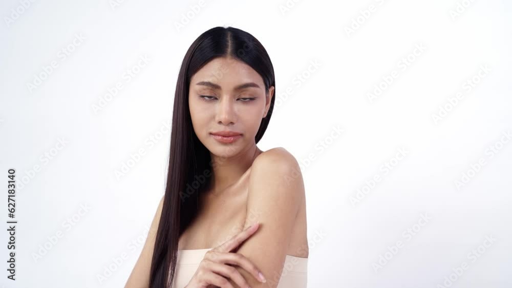 Beautiful young asian woman with clean fresh skin on white background, Face care, Facial treatment, Cosmetology, beauty and spa, Asian women portrait. Beautiful young asian woman with clean fresh skin on white background, Face care, Facial treatment, Cosmetology, beauty and spa, Asian women portrait.